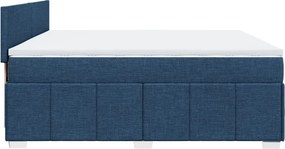 vidaXL Κρεβάτι Boxspring με Στρώμα Μπλε 200x200 εκ. Υφασμάτινο