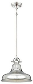 Κρεμαστό Φωτιστικό Οροφής 1xE27 Καμπάνα Φ34cm Emery Elstead Lighting-QZ-EMERY-P-M-IS-Ασημί QZ-EMERY-P-M-IS