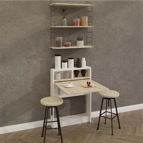 Τραπέζι Πτυσσόμενο Bracked 793ELG3810 70x71x96cm Travertine Beige-White Particle Board, Melamine