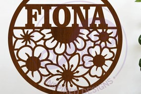 Intra απο ξύλο plywood Χρώμα wenge 3mm-4mm πάχος - Floral μοτίβο με όνομα τοίχου σημάδι ή κάρτα Δίασταση 30x20 cm INTRAFABR-41650080