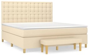 vidaXL Κρεβάτι Boxspring με Στρώμα Κρεμ 180x200 εκ. Υφασμάτινο