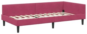 vidaXL Πλαϊνό Κρεβάτι Μπορντό 100 x 200 cm Βελούδο και Στιβαρή ξυλεία