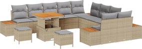vidaXL Σετ Καναπέ Κήπου με μαξιλάρι 13 pcs Μπεζ Πολυ ράταν