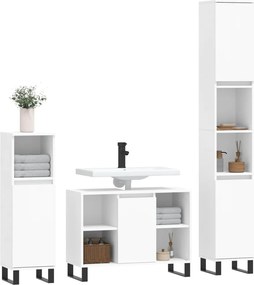 vidaXL Σετ Επίπλων Μπάνιου 3 Τεμαχίων Λευκό από Επεξεργασμένο Ξύλο