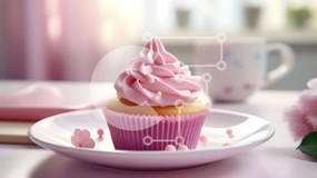 Intra Συλλεκτικό Ξύλινο Παζλ Plywood  4mm - Pink Frosted Cupcake με λουλούδια και φλιτζάνια Σε Ξύλινο Κουτί - Διαστάσεις: 10x10 cm – 25 κομμάτια