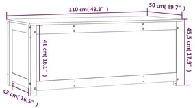 Κουτί Αποθήκευσης Μαύρο 110x50x45,5 εκ από Μασίφ Ξύλο Πεύκου - Μαύρο