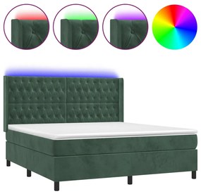 ΚΡΕΒΑΤΙ BOXSPRING ΜΕ ΣΤΡΩΜΑ &amp; LED ΣΚ. ΠΡΑΣΙΝΟ 180X200ΕΚ ΒΕΛΟΥΔΟ 3139760