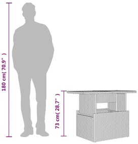 Τραπέζι Κήπου με Γυάλινη Επιφάνεια Μπεζ 100x55x73 εκ Ρατάν - Μπεζ