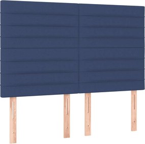 vidaXL Κρεβάτι Boxspring με Στρώμα Μπλε 140x190 εκ. Υφασμάτινο