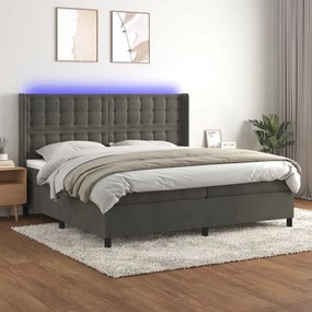 ΚΡΕΒΑΤΙ BOXSPRING ΜΕ ΣΤΡΩΜΑ &amp; LED ΣΚ. ΓΚΡΙ 200X200ΕΚ. ΒΕΛΟΥΔΙΝΟ 3139824