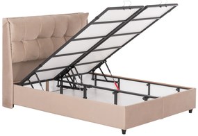 ΚΡEΒΑΤΙ ΜΕ ΑΠΟΘΗΚΕΥΤΙΚΟ ΧΩΡΟ DREAMLET HM716 ΜΠΕΖ ΒΕΛΟΥΔΟ- ΓΙΑ ΣΤΡΩΜΑ 160x200εκ.
