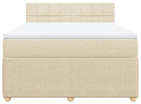 vidaXL Κρεβάτι Boxspring με Στρώμα Κρεμ 140x200 εκ. Υφασμάτινο