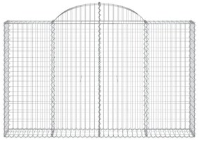 Συρματοκιβώτια Τοξωτά 11 τεμ. 200x30x120/140 εκ. Γαλβαν. Ατσάλι - Ασήμι