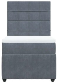 vidaXL Κρεβάτι Boxspring με Στρώμα Σκούρο Γκρι 80x200 εκ. Βελούδινο