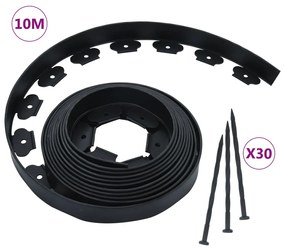 vidaXL Μπορντούρα Γκαζόν Εύκαμπτη 10 μ. / 5 εκ. με 30 Πασσάλους