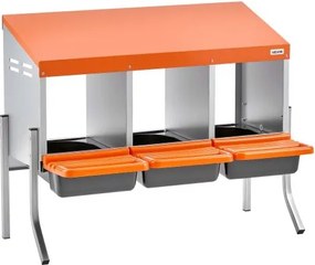 VEVOR Chicken Nesting Boxes, 3 Compartments, with Support Legs, Easy Egg Collection, Galvanized Steel and High-Strength Plastic, Roll Away Nesting Boxes for Chickens and Hens Laying Eggs, Orange