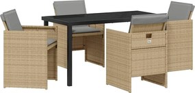 vidaXL Σέτ φαγητού για κήπο 5 pcs Μπεζ συνθετικό ρατάν
