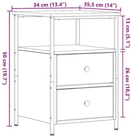 Κομοδίνο παλιό ξύλο 34x35,5x50 cm Κατασκευασμένο ξύλο - Καφέ