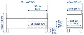 BESTÅ έπιπλο TV με συρτάρια με μαλακό κλείσιμο, 120x42x48 cm 794.358.82