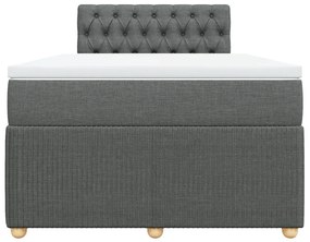 Κρεβάτι Boxspring με Στρώμα Σκούρο Γκρι 120x200 εκ. Υφασμάτινο - Γκρι