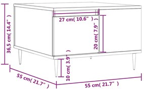 Τραπεζάκι Σαλονιού Καφέ Δρυς 55x55x36,5 εκ. Επεξεργασμένο Ξύλο - Καφέ