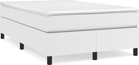 vidaXL Κρεβάτι Boxspring με Στρώμα Λευκό 120x190εκ.από Συνθετικό Δέρμα