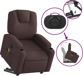 vidaXL Πολυθρόνα Μασάζ Ανακλινόμενη με Ανύψωση Σκούρο Καφέ Υφασμάτινη