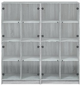 vidaXL Βιβλιοθήκη με Πόρτες Γκρι Sonoma 136x37x142 εκ. Επεξ. Ξύλο
