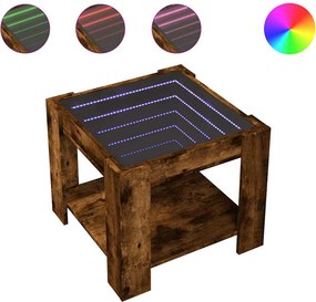 vidaXL Τραπεζάκι Σαλονιού με LED Δρυς 53x53x45 εκ. Επεξεργασμένο Ξύλο