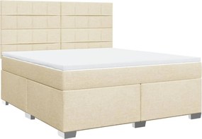 vidaXL Κρεβάτι Boxspring με Στρώμα Κρεμ 180x200 εκ. Υφασμάτινο