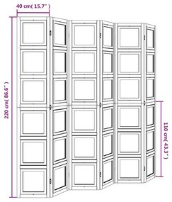 Διαχωριστικό Χώρου με 6 Πάνελ Λευκό από Μασίφ Ξύλο Παυλώνιας - Λευκό
