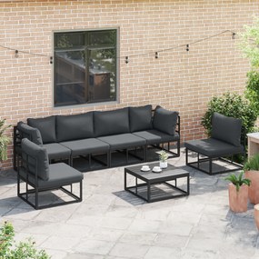 vidaXL Σετ Καναπέ Κήπου 6 pcs Μαύρο 283 x 141.5 x 71 εκ Αλουμίνιο
