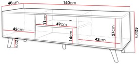 Έπιπλο τηλεόρασης Aspo 2D1S-Leuko