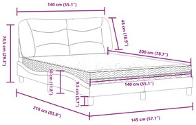 Κρεβάτι με Στρώμα Taupe 140x200 εκ. Υφασμάτινο - Μπεζ-Γκρι