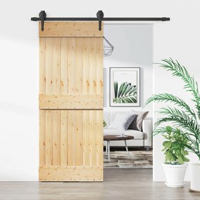 vidaXL Συρόμενη Πόρτα Φυσικό και Μαύρο 85 x 210 cm