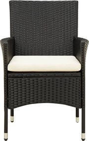 vidaXL Σετ Τραπεζαρίας Εξ. Χώρου 7 τεμ. Μαύρο Συνθ. Ρατάν με Μαξιλάρια