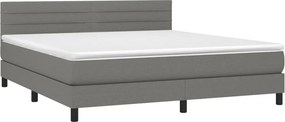 vidaXL Κρεβάτι Boxspring με Στρώμα Σκούρο Γκρι 180x200 εκ Υφασμάτιν