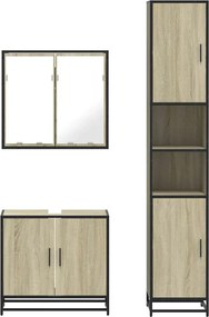 vidaXL Σετ Επίπλων Μπάνιου 3 Τεμαχίων Sonoma Δρυς Επεξεργασμένο Ξύλο