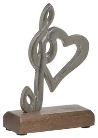 Διακοσμητική Επιτραπέζια Καρδιά Μεταλλική-Ξύλινη Ασημί-Μπεζ inart 13x5x18εκ. 3-70-357-0137
