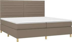 vidaXL Κρεβάτι Boxspring με Στρώμα &amp; LED Taupe 200x200 εκ. Υφασμάτινο