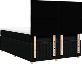 vidaXL Κρεβάτι Boxspring με Στρώμα Μαύρο 140x190 εκ. Υφασμάτινο