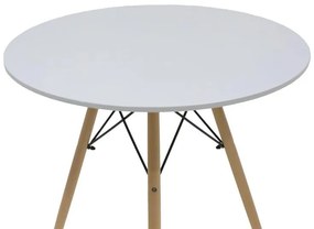 Σετ Τραπεζαρίας Julita - Parker 5 τεμ Mdf Λευκό με Φυσικά Πόδια Φ80x73εκ. 80x80x73 εκ.