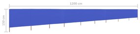vidaXL Προστατευτικό Αέρα με 9 Πάνελ Αζούρ Μπλε 1200x120 εκ Υφασμάτινο