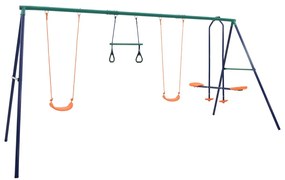 vidaXL Σετ Κούνιας 4 Θέσεων με Κρίκους Γυμναστικής Ατσάλινο