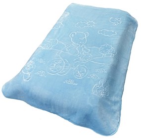 Κουβέρτα Βελουτέ Κούνιας (110x140) Dimcol Bicycle Bear 16 Baby Blue