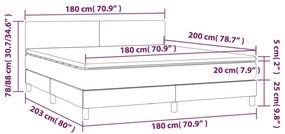 Κρεβάτι Boxspring με Στρώμα Ανοιχτό Γκρι 180x200 εκ. Βελούδινο - Γκρι