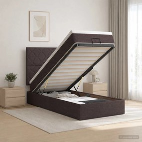 vidaXL Κρεβάτι Ottoman με στρώμα Σκούρο Καφέ 90 x 190 cm Ύφασμα