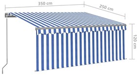 ΤΕΝΤΑ ΣΥΡΟΜΕΝΗ ΧΕΙΡΟΚΙΝΗΤΗ ΜΕ ΣΚΙΑΣΤΡΟ&amp;LED ΜΠΛΕ/ΛΕΥΚΟ 3,5X2,5 Μ 3069401