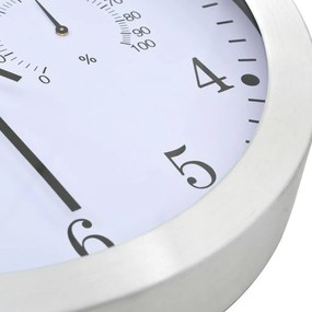 Ρολόι Τοίχου Λευκό 30 εκ. Quartz με Υγρόμετρο και Θερμόμετρο - Λευκό