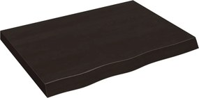 vidaXL Πάγκος Μπάνιου Σκούρο Καφέ 80x60x(2-6) εκ. Επεξεργ. Μασίφ Ξύλο